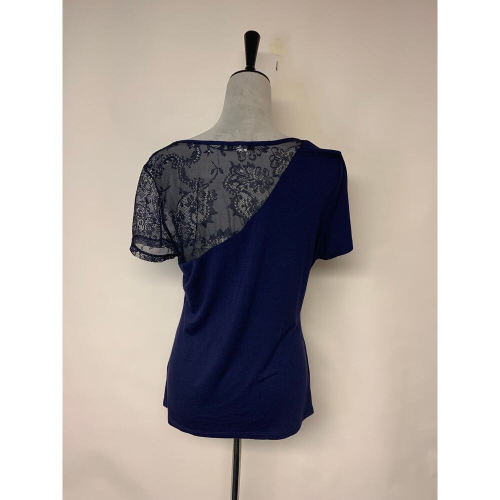 Venus Top Lace Sheer Mesh Navy Boho Whimsical Edgy Womens SZ XL - Picture 2 of 8
